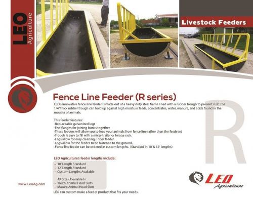 12&#039; fence line cattle feeder with rubber trough. heavy duty! replaceable legs! for sale