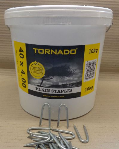 Tornado barbed 40mm fencing staple for plain &amp; barbed wire, stock fence 10kg tub for sale