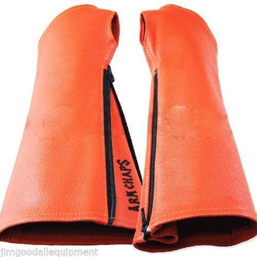 Tree workers arm chaps,leather,protects your arms while trimming,sm to xl,orange for sale