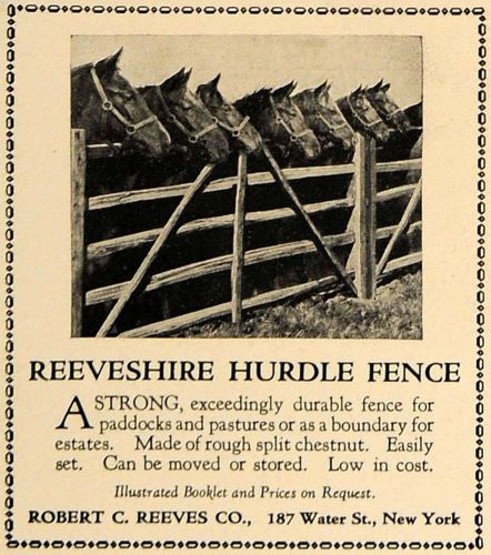 1927 ad reeveshire hurdle fence robert c reeves company - original cl8 for sale
