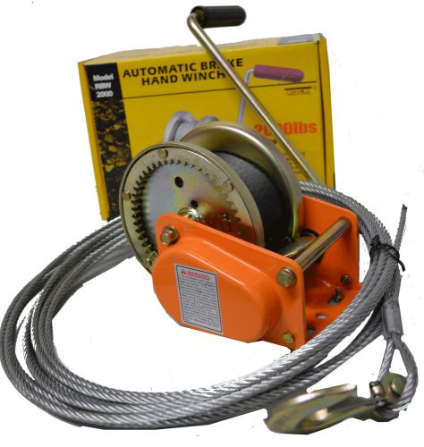 Hand winch fitted 900 kg with friction brake and 9.5 mt wire rope for sale