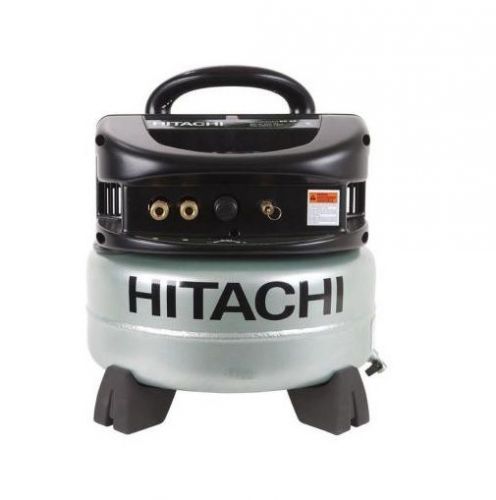 Hitachi 6 gal. Oil-Free Pancake Compressor EC510 145 psi in. 25 ft. 1/4&#034; hose