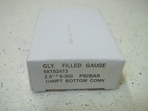 GLY.FILLD. GAUGE 98152413 2.5&#034; 0-300 PSI/BAR *NEW IN A BOX*