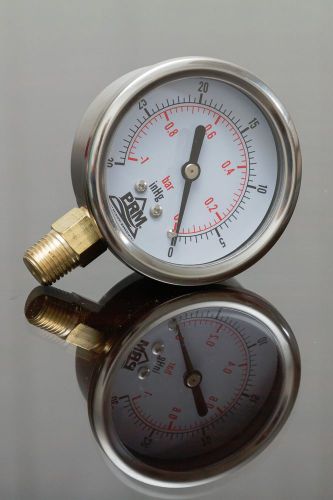 -30-0 HG PRM Vacuum Gauge 2.5 Inch Stainless Steel Case Brass 1/4&#034; NPT Bottom