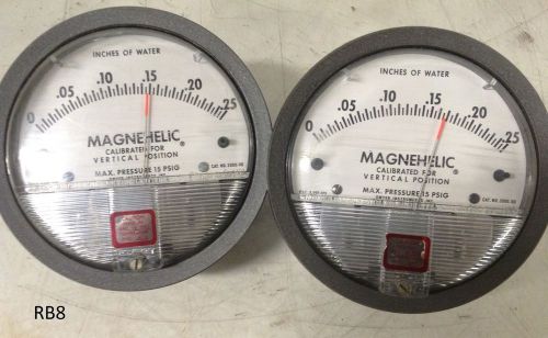 Dwyer Magnehelic Pressure Gauge 0-.25 Inches of Water 2000-00 Lot of 2