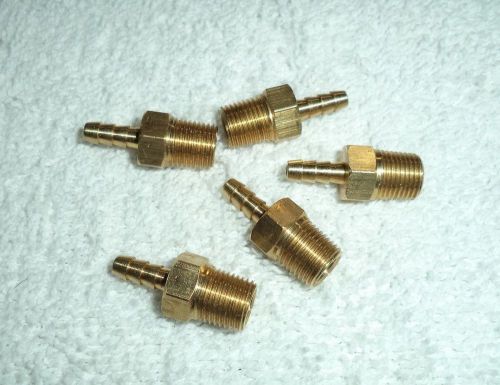 Air line compressor 3/8&#034; npt x 1/8&#034; barbed fitting  (lot of 5) brass for sale