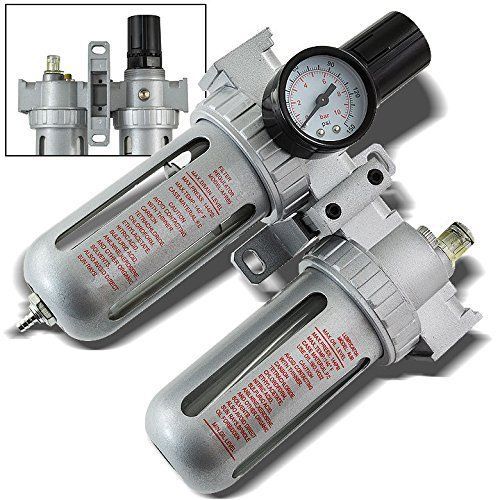 Air Regulator Filter Water Trap Oiler Lubricator 3 In1 Gauge Compressor Pressure