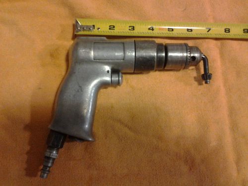 AIR DRILL WITH 3/8&#034; CHUCK AND KEY AIR TOOL USED WORKS GOOD PNEUMATIC