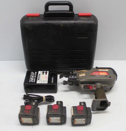 MAX RB395 Cordless Re-Bar Tier w/ 3 Batt., Charger, &amp; Case