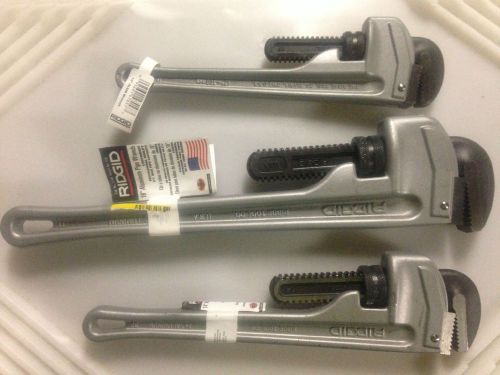 Ridgid 3pc aluminum pipe wrench set 12&#034; 14&#034; 18&#034; new for sale
