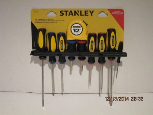 Stanley fluted screwdriver set,10pc w/tape measure,#60-112, nisp, free ship!!!!! for sale
