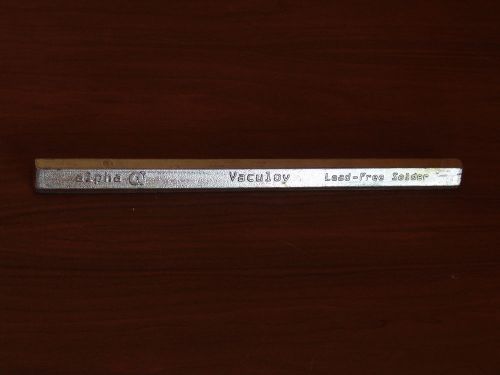Pure Tin  100Sn Lead-Free Solder Bar Alpha Vaculoy 2.2 lbs