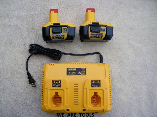 Dewalt 18v dc9320 dual charger, 2 dc9180 batteries xrp 18 volt lit-ion &amp; nicad for sale