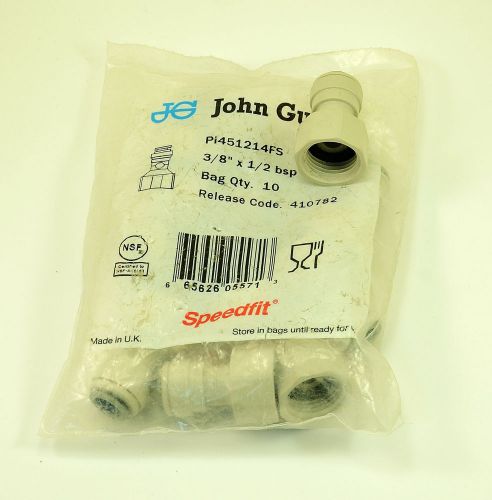 John Guest Water fitting 3/8&#034; x 1/2&#034; bsp 10 pcs NEW