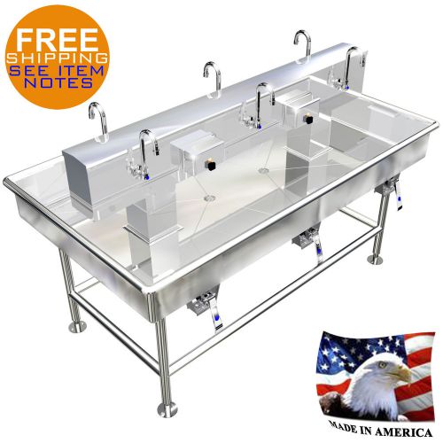 ISLAND 6 USERS WASH UP HAND SINK LAVATORY HEAVY DUTY STAINLESS STEEL MADE IN USA