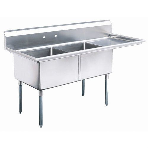 PATRIOT 2 COMPARTMENT S/S SINK W/18&#034; DRAINBOARD ON RT.