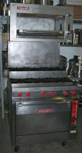 Vulcan 6 Burner Step-Up Heavy Duty Standard Oven Range w/Salamander on Casters