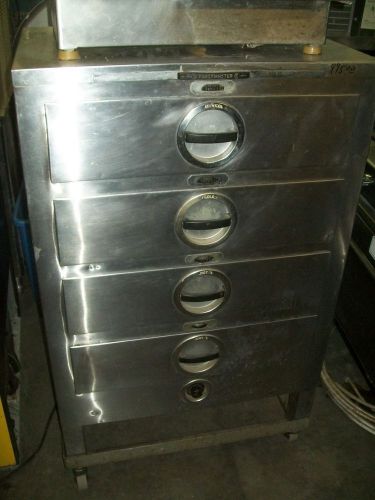 BUN WARMER, TOAST MASTER, 115V. 4 DRAWERS, ON CASTERS, PANS,900 ITEMS ON E BAY