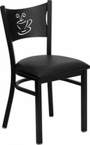 NEW METAL COFFEE RESTAURANT CHAIRS  BLACK SEAT LOT OF 20 CHAIRS  (FREE SHIPPING)
