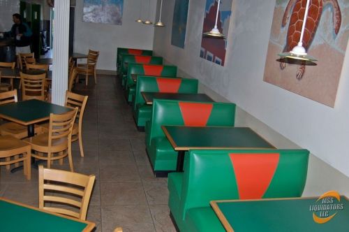 Used Green and Orange Restaurant Booths