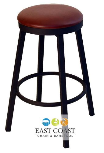 New steel city backless swivel bar stool with black base &amp; wine seat for sale