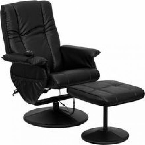 Flash Furniture BT-7600P-MASSAGE-BK-GG Massaging Black Leather Recliner and Otto