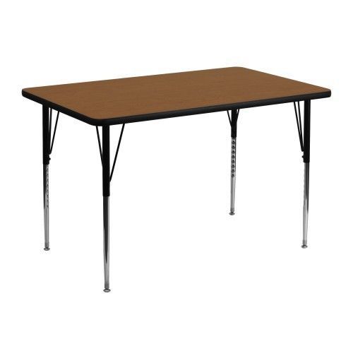 Flash furniture xu-a3048-rec-oak-h-a-gg 30&#034; x 48&#034; rectangular activity table, hi for sale
