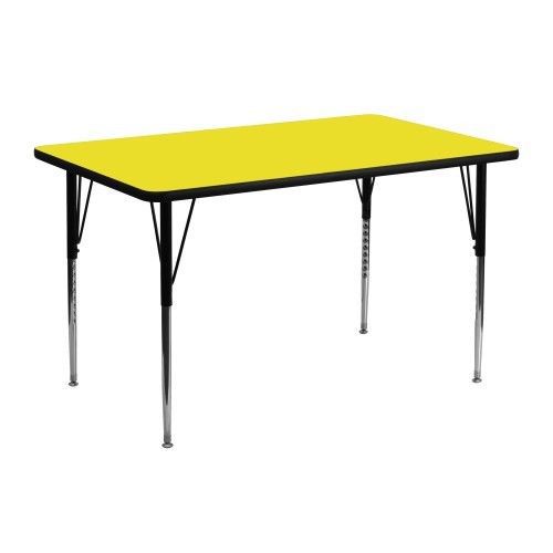 Flash furniture xu-a2448-rec-yel-h-a-gg 24&#034; x 48&#034; rectangular activity table, hi for sale