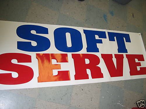 SOFT SERVE All Weather Banner Sign HUGH Ice cream Cone