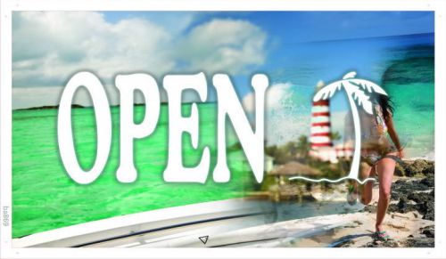 Ba869 open palm tree banner shop sign for sale