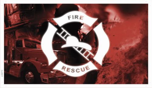 ba901 Firefighter Helmet Ladder Fire Banner Shop Sign