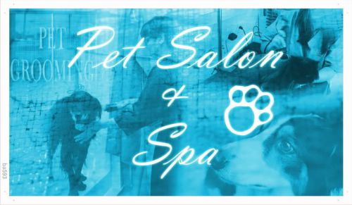 ba593 Pet Salon &amp; Spa Paw Print Shop Banner Shop Sign