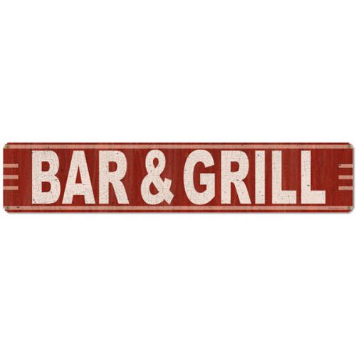 Bar &amp; Grill Red Steel Sign - Large Horizontal