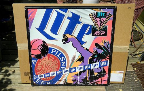 VINTAGE &#034;LITE - PRO BEACH VOLLEYBALL&#034; LARGE METAL SIGN - 36&#034; X 36&#034; - MILLER BEER
