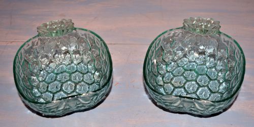 Set of Two Vintage Pineapple Shaped Candy Dish, Tiki, Turquoise