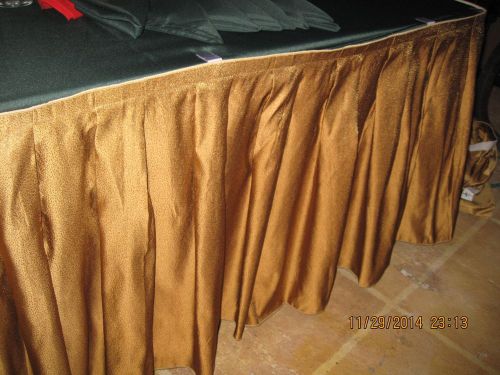New  28.5 ft x 17.5 gold fancy  skirting pleat style holiday party /silk dupion for sale