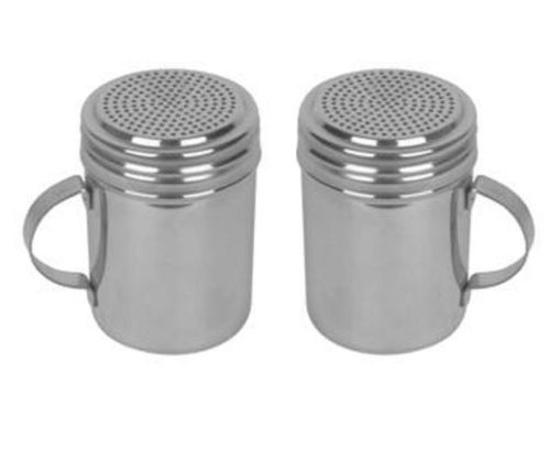 2 pieces dredges salt &amp; pepper shakers dredge stainless steel w/ handle new for sale