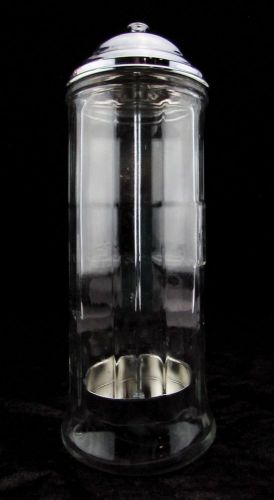 TABLE CRAFT Glass &amp; Silver Tone Metal Counter Top 12&#034; Tall Straw Holder