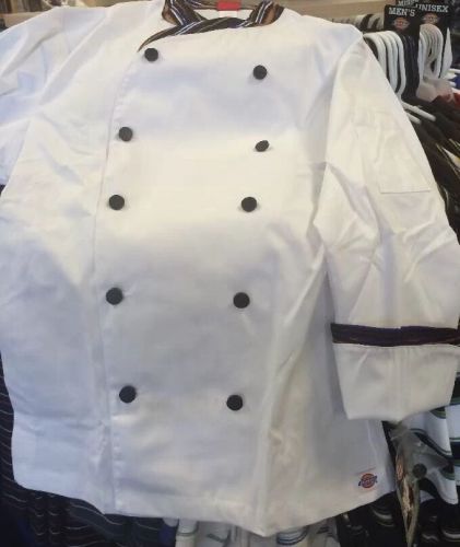 Chef Jacket Dickies 70303 Restaurant Button Front White W/Trim Uniform 38 New
