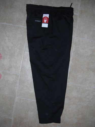 Chef Works Designer 2XL Black Chef&#039;s Drawstring Elastic Baggy Uniform Pants