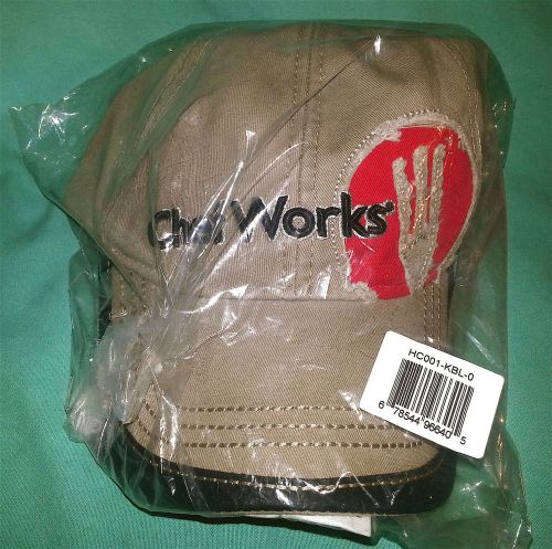 New CHEF WORKS HC001 Cut-Out Logo CHEF HAT-CAP Adult Size ADJUSTABLE  Khaki-Red