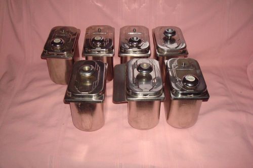 7 VERY COOL VTG ART DECO ICE CREAM TOPPING SODA FOUNTAIN /CONDIMENT SS CONTNRS