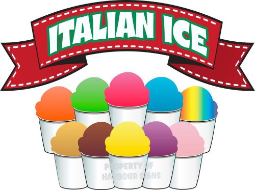 Italian Ice Concession Decal 24&#034; Restaurant Food Truck Cart Vinyl Menu Sign