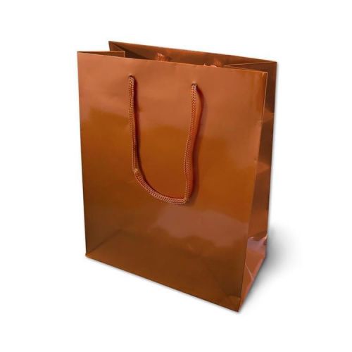 100 copper metallic euro tote shopping bags 8&#034;x4&#034;x10&#034; cub rope handle gift bag for sale