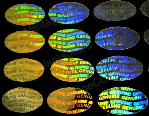 990x OVAL Security Hologram NUMBERED Stickers, 20mm x 12mm, Labels, Tamper-proof