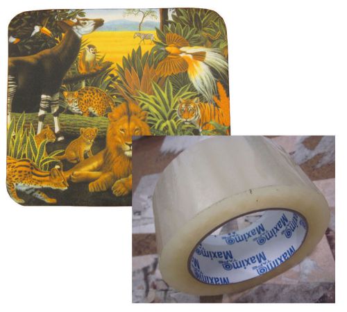Bundle: Carton Sealing Tape 2&#034; x 110 YDS, Clear, 1.8MIL+Animal Kingdom Mouse Pad