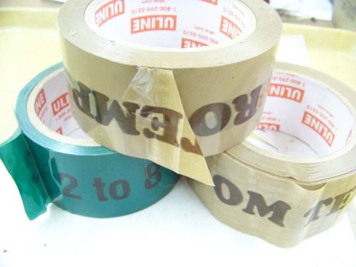 Uline Carton Sealing Tape &#034;Room Temp&#034; brown &#034;2 to 8 DEG C&#034; green