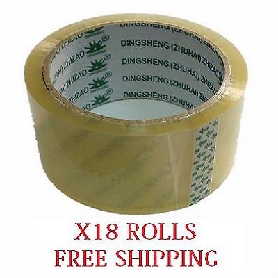 18 rolls of 2&#034; x 55 yd (48mm x 50m) clear tape for shipping packing