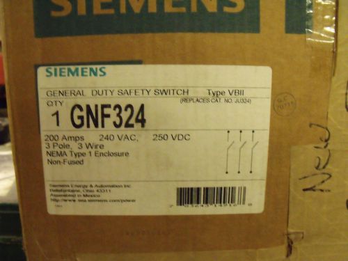 Siemens GNF324 200A 240V 3 Pole Non-Fused Safety Switch Disconnect