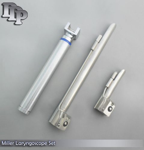 LARYNGOSCOPE SMALL HANDLE AA + 2 MILLER BLADE #0 and #3 ENT ANESTHESIA SET